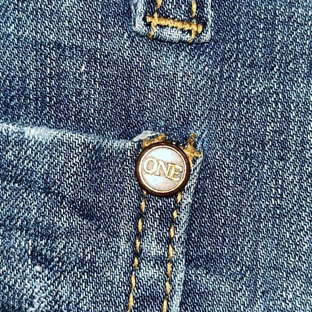 ONE X ONETEASPOON Low Rise Exposed Button Fly Dolphin Hem Distressed Jeans Sz.25 - Picture 14 of 16